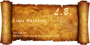 Lupu Balbina névjegykártya